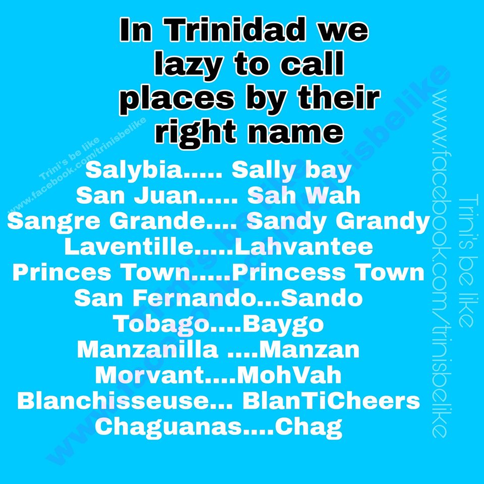 Trinidad & Tobago Lazy Place Names